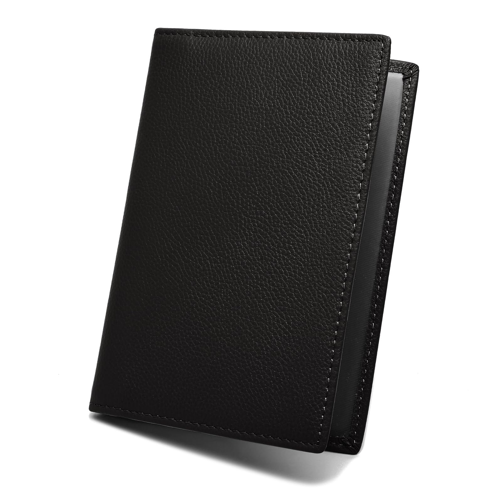 FOMAX Étui de protection en cuir véritable pour passeport, 100 % cuir, élégant, pour voyage, noir, classique