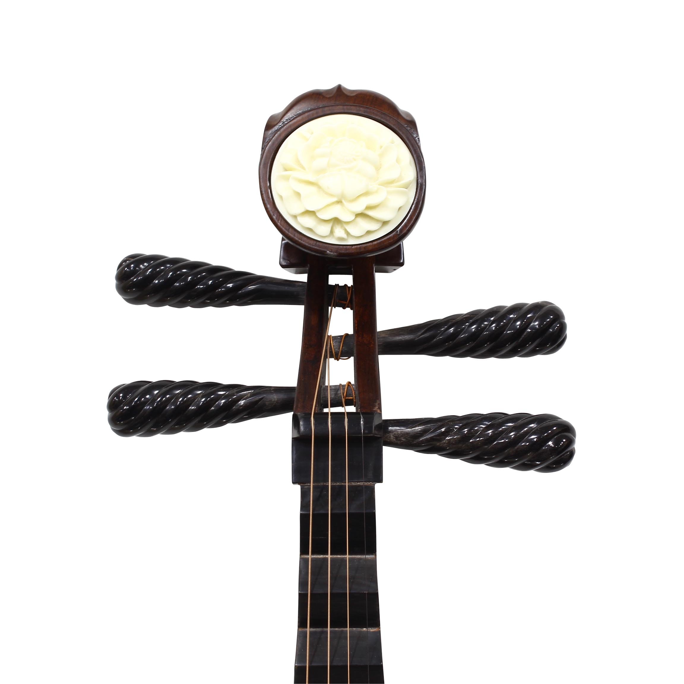 Eason Music Professional Rosewood Shanghai Pipa with Black Buffalo Horn Pegs and Frets - Image 4
