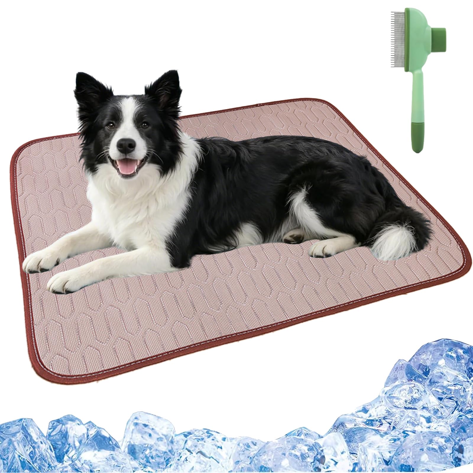 Dog Cooling Mat, Self Cooling Pet Pad for Dogs & Cats, Non Slip Washable Portable Cooling Dog Bed, for Small Medium Large Pet, for Crate, Car, Travel, Indoor Outdoor Use (Brown, XXL-150×100cm)