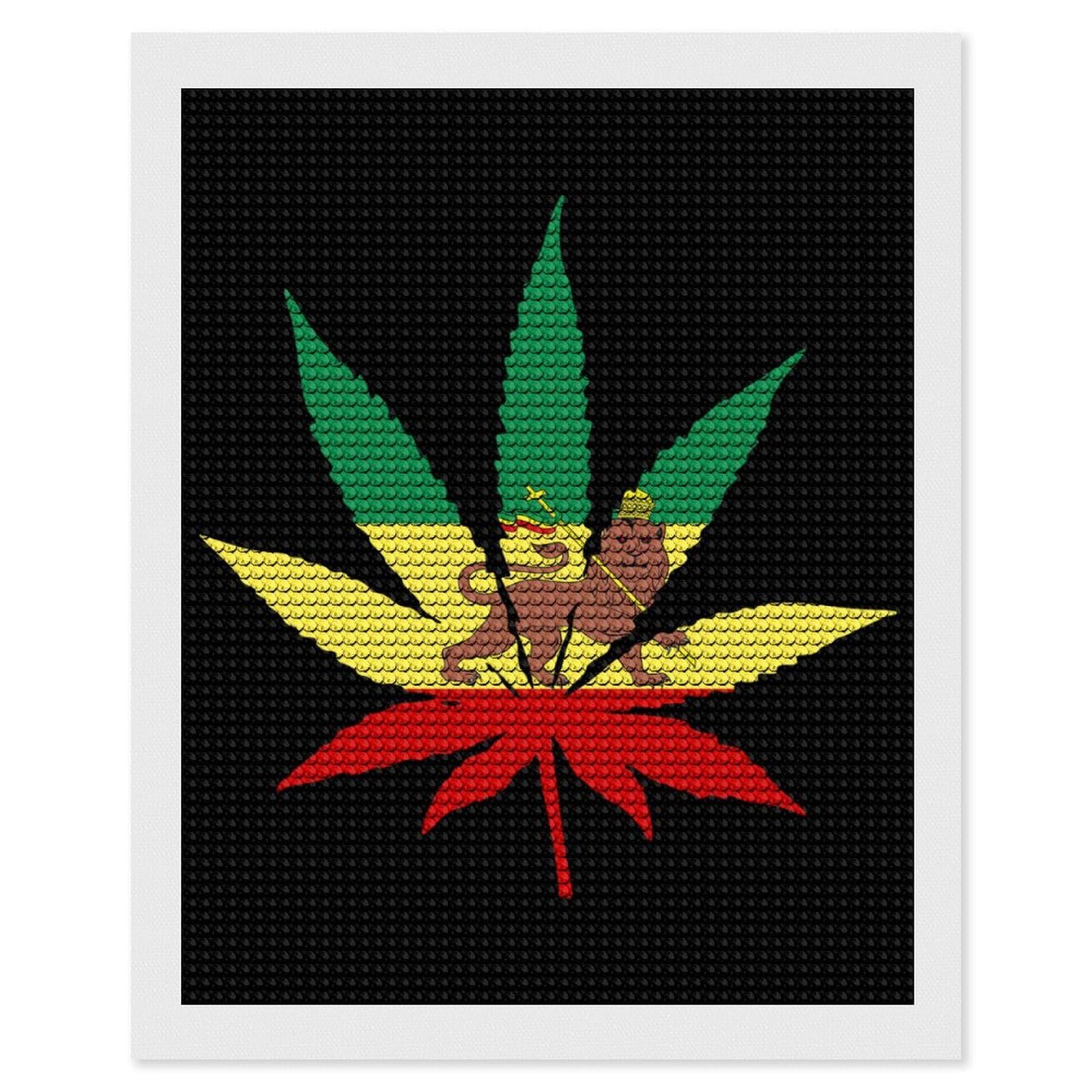 Nclqvjxzkhw Style Jamaica Weed Rasta Lion Leaf Diamond Art Painting For Adult Round Diamonds Pictures Arts Crafts Home Wall Decor 16"X20"