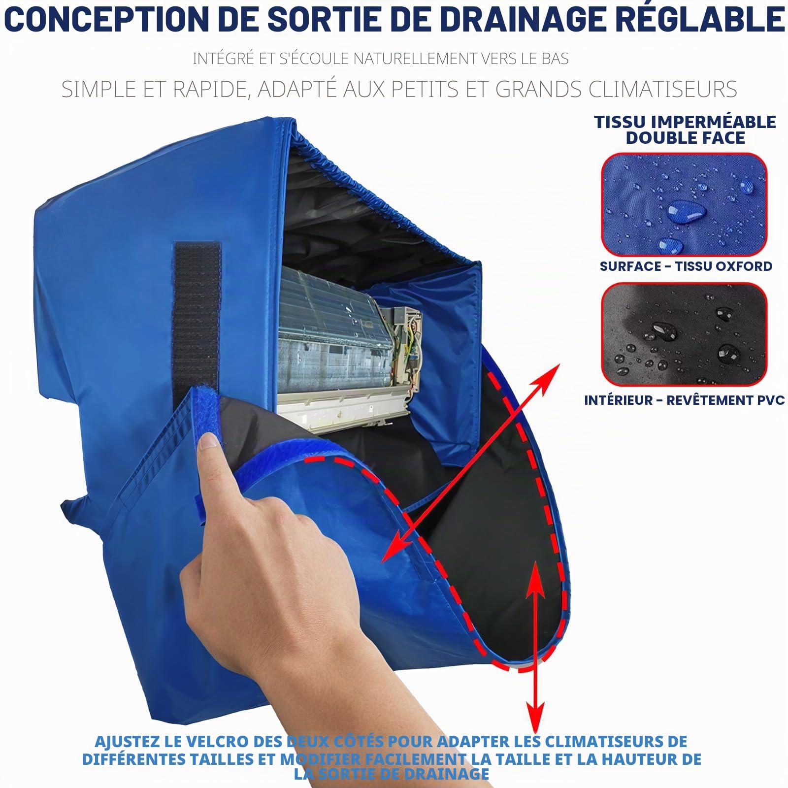 Kit Bâche Nettoyage Climatisation mini split, Couverture Complète Housse de Protection Étanche pour Nettoyage Clim Mural Maison (Grande taille)