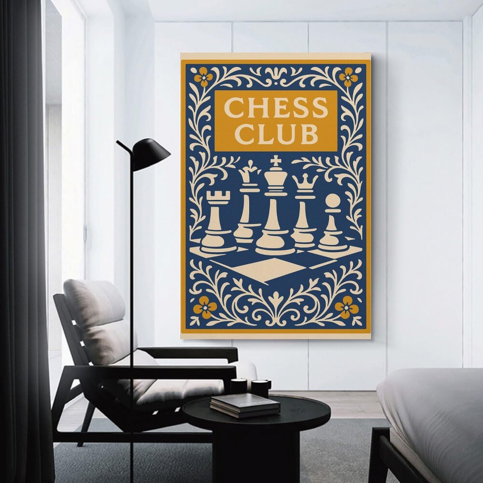 Junmoney Chess Club Vintage Decorative Canvas Print 08x12inch(20x30cm), for Gallery Wall Layouts in Home Or Office, Home Wall Art for Statement Displays
