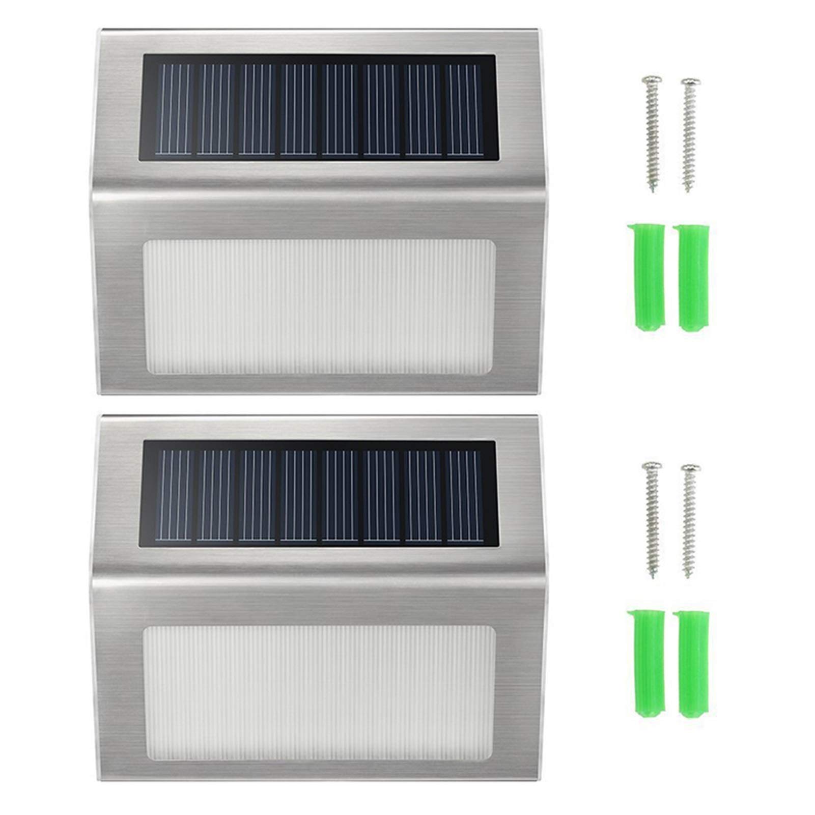 Światła na zewnątrz 2 Pack Solar Wall Ogrodowy Lampka Schody Outdoor Led Step Schody Światło 3leds Wodoodporna Ogród Ze Stali Nierdzewnej Gospodarstwa Domowego Oświetlenie uliczne