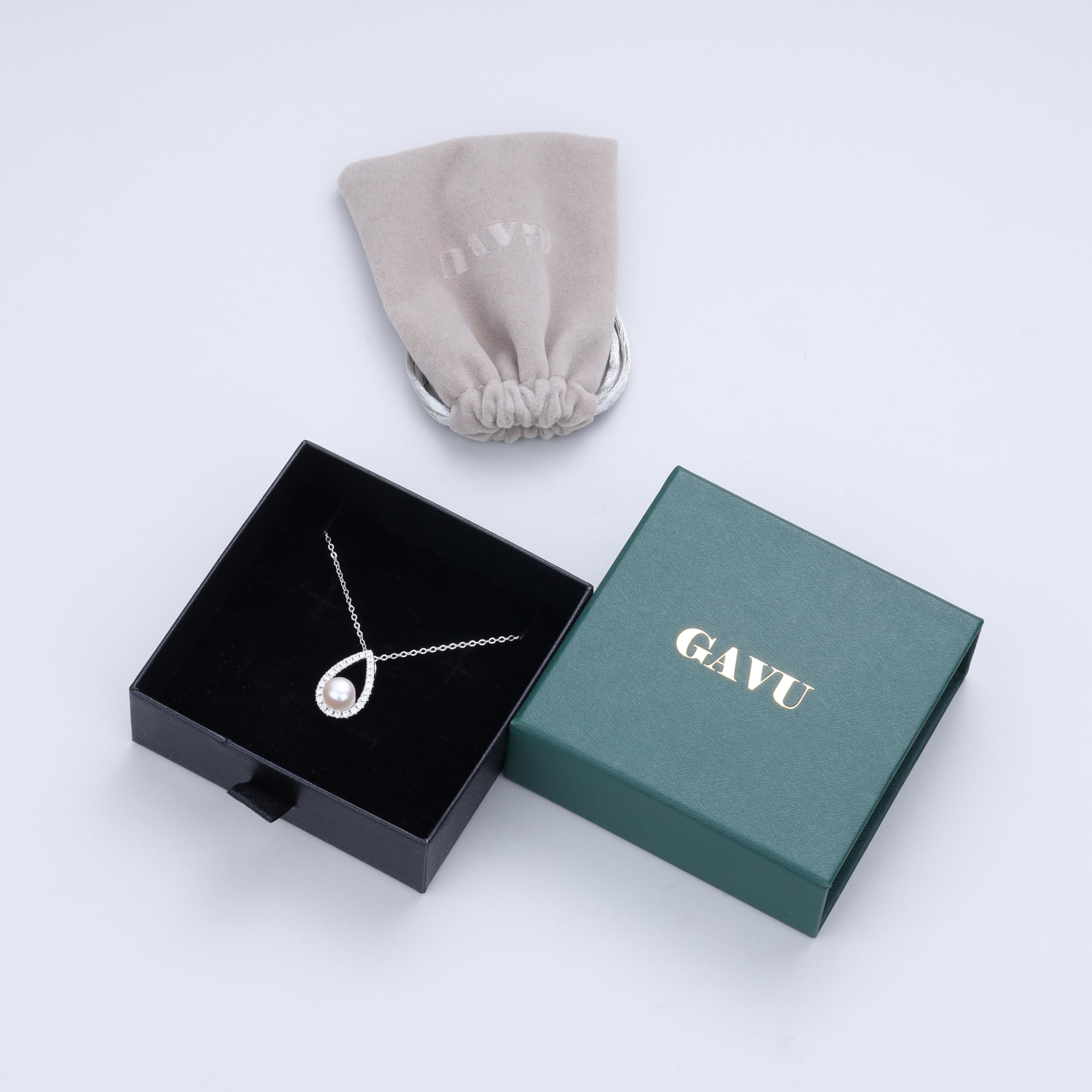GAVU Collana Donna Argento 925 con Ciondolo Goccia con Perla Coltivata di Acqua Dolce