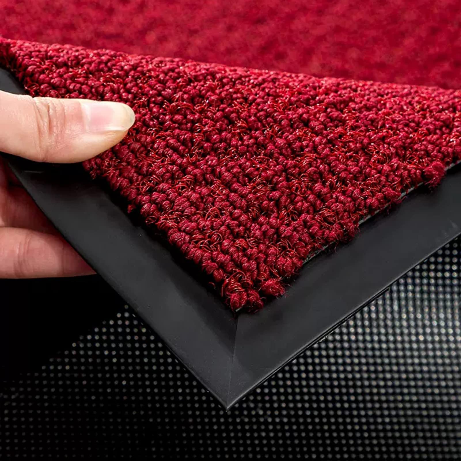 Fußmatte für den Innenbereich, waschbar, dünne Willkommens-Fußmatte, robuster Outdoor-Teppich, Schuhabstreifer mit Rutschfester Gummiunterseite (Farbe: Rot, Größe: 120 x 150 cm (47 x 59 Zoll