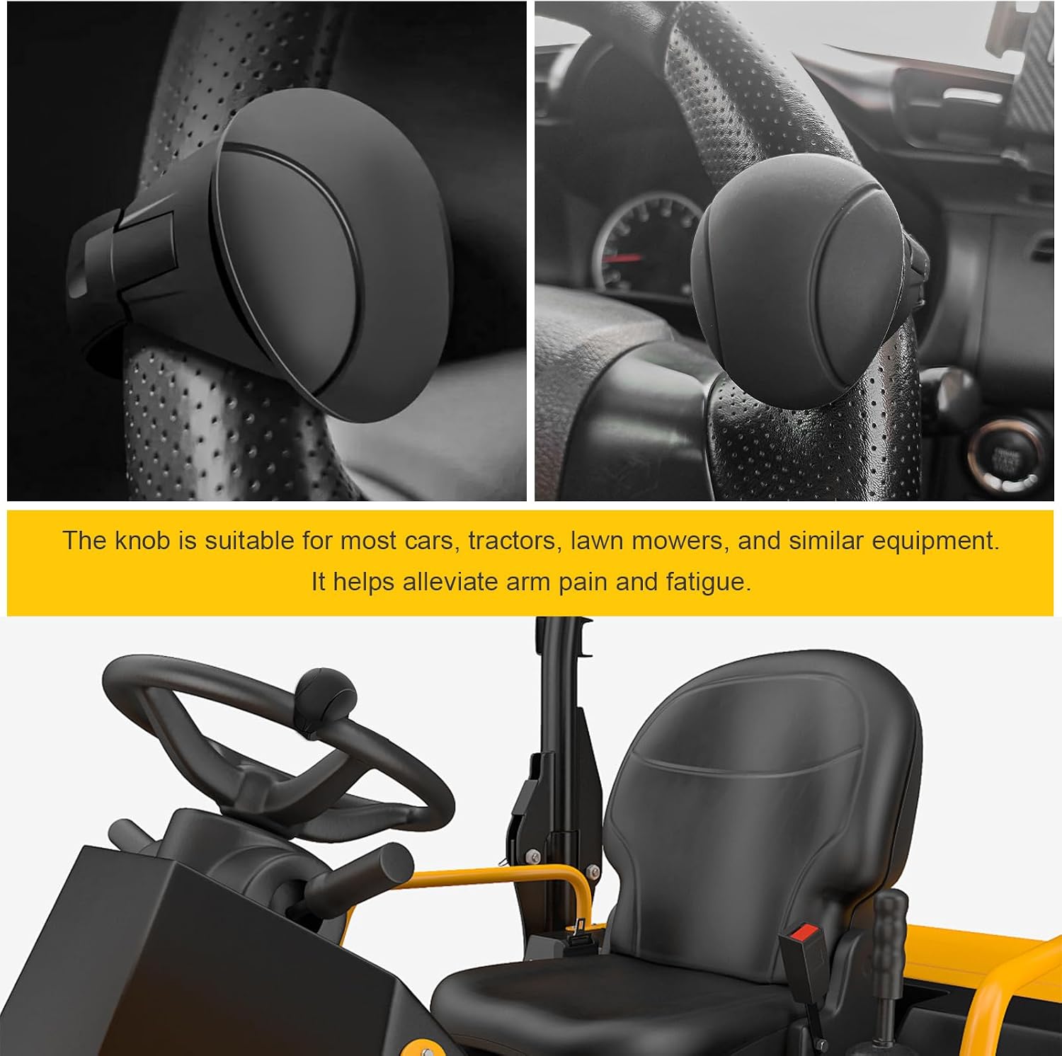 Car Steering Wheel Knob, Non-Slip Silicone Steering Wheel Spinner Driving Turning Assist, 360 Degree Rotation Knob Power Handle for Cars Trucks SUVs, Car Accessories