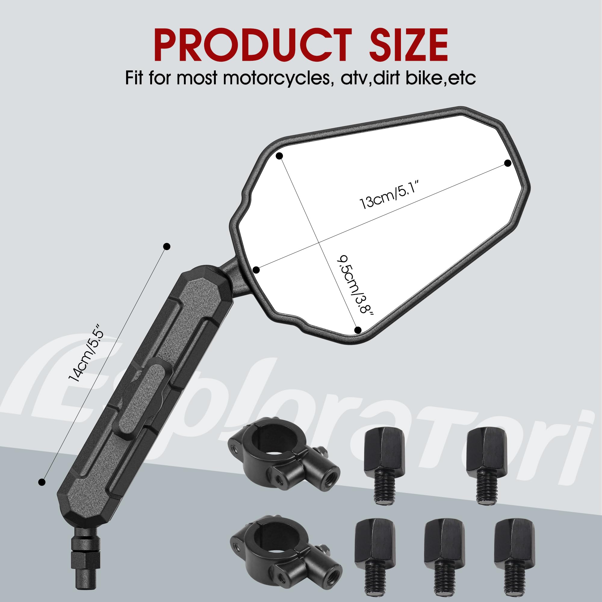 Adventure Specchietti Laterali Moto Regolabili – Montaggio Su Manubrio 7/8'' – Universal Per Moto, Scooter, Quad – Kit Con Viti 8/10mm