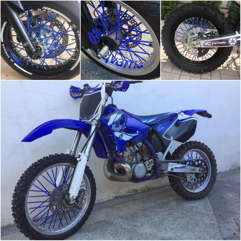 JFG RACING 72 Pcs Blue Motorcycle Spoke Skins Covers Guards For 8"-21" Rims YZ250 YZ250F YZ450 YZ450F WR250 WR250F WR450 WR450F