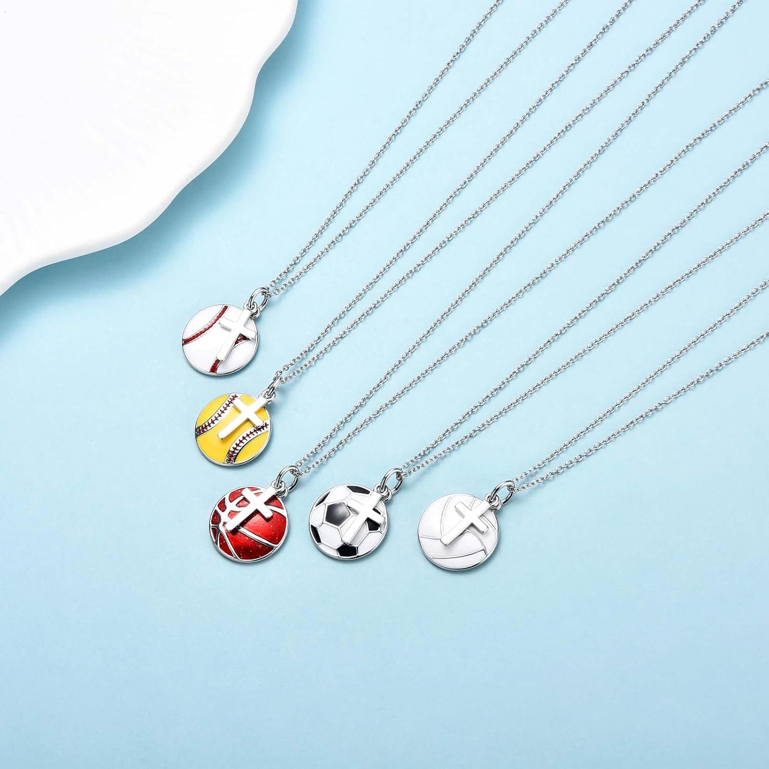 Softball Soccer Volleyball Basketball Baseball Necklace for Girls, Teen Girl Trendy Sports Stuff Accessories Cross Neckalce Jewelry Birthday Christmas Valentines Easter Baptism Graduation Gifts - Image 6
