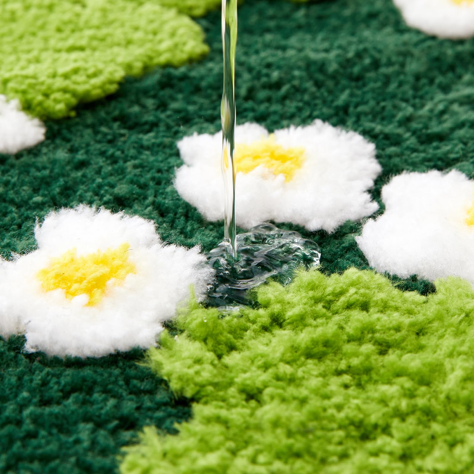 Tapis de salle de bain extra long à motif floral vert 61 x 152,4 cm (l x L), antidérapant, lavable, moderne, chic, bohème, esthétique, tendance, funky mousse pour cuisine, chambre à coucher,