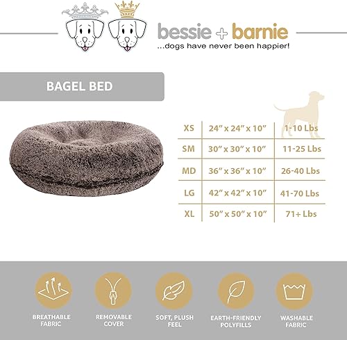 Miniatura 5 de Bessie and Barnie Bagel - Cama para perro de piel sintética extra afelpada - Cama circular para perro - Forro impermeable y funda lavable extraíble