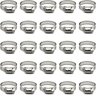 25 Pack Stainless Steel Hose Clamps, 3/4 inch to 1-1/8 inch Worm Gear Metal Hose Clamps for Pipe, Dryer Repair, Tubing and Fuel Line
