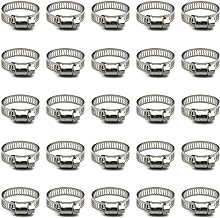 25 Pack Stainless Steel Hose Clamps, 3/4 inch to 1-1/8 inch Worm Gear Metal Hose Clamps for Pipe, Dryer Repair, Tubing and Fuel Line