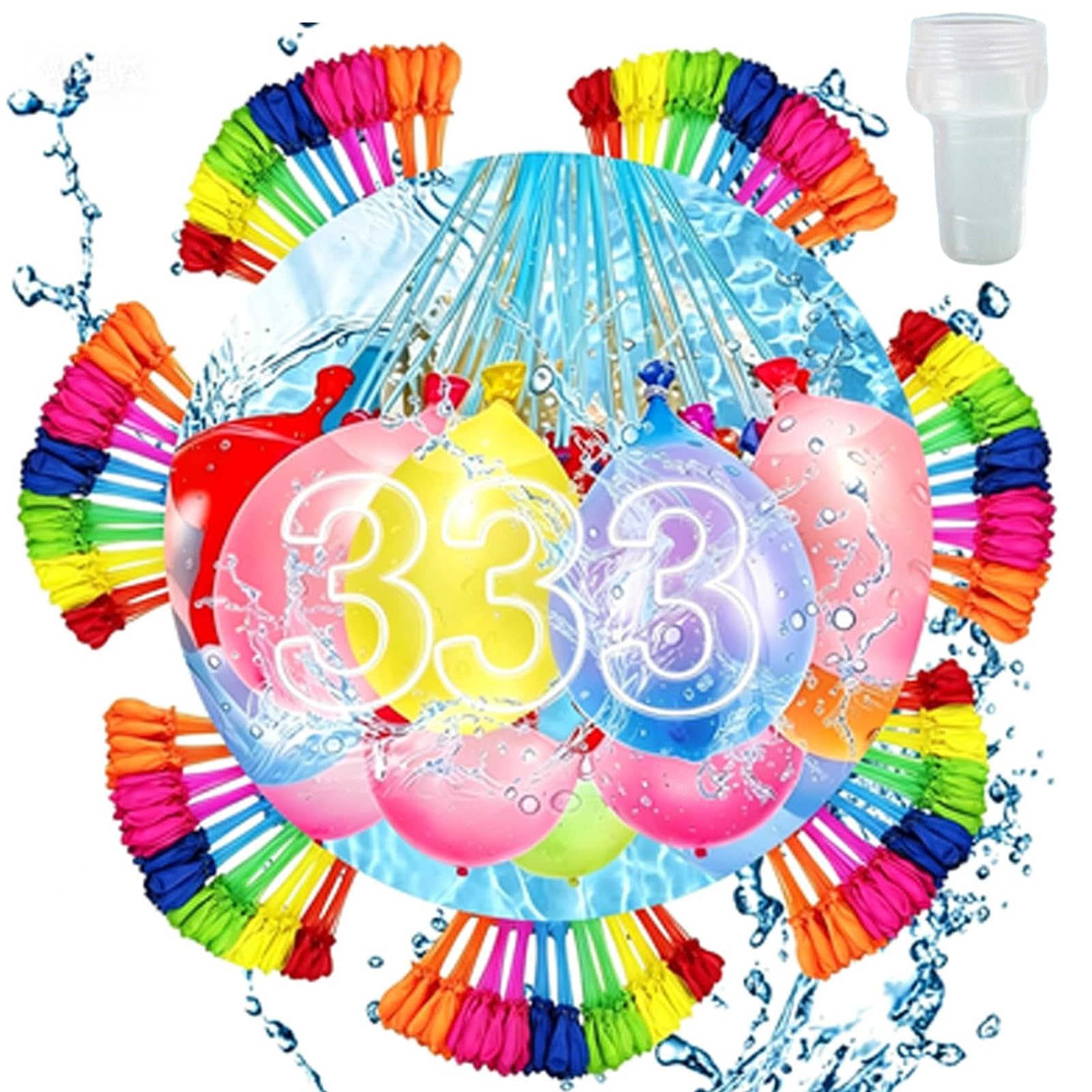 333Pcs Water Balloons with Quick-Fill System, Water Ballons and Balloon Filler, Fast Filling Water Bombs for Outdoor Activities, Garden Water Games and Summer Parties