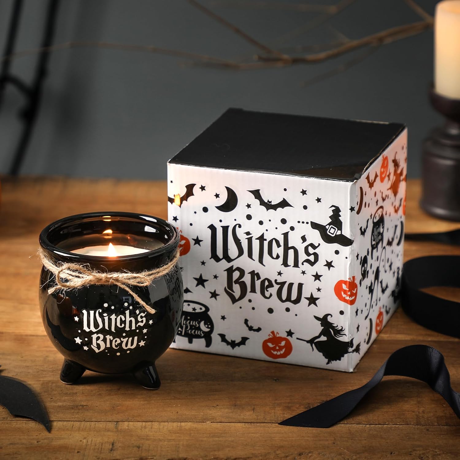 Halloween Candle,Witch Cauldron Candles with Ghost,Halloween Decorations