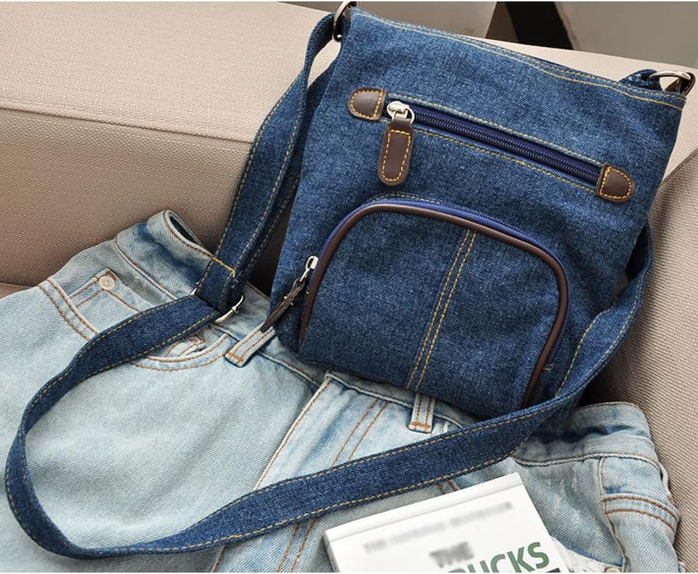 Dayfine Small Crossbody Denim Satchel Handbag for Women - Shoulder Bag, Casual Daypack, Zip Wallet - Image 2