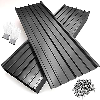 NeatiEase 20 Pcs Metal Roofing Panels, 5.1 Feet Corrugated Galvanized Roofing Panels Metal Siding Panels with Steel Screws for Pergola, Gazebo, Shed, Outdoor Storage, Chicken Coop,Garages (Black)