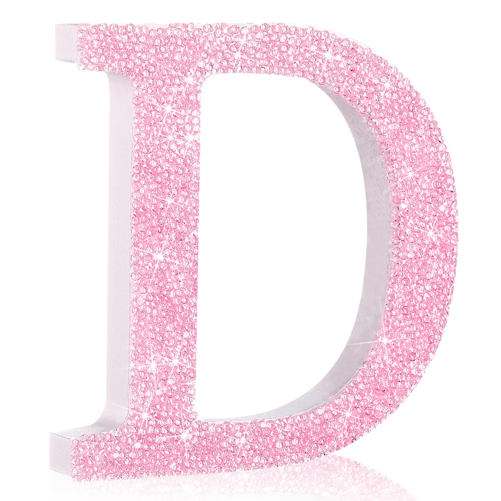 Qunclay Pink Crystal Diamond Letter Wall Decor, Glitter Wooden Bling Letters with Screws & Hooks, Standing Letters for Bedroom Vanity Table Y2k
