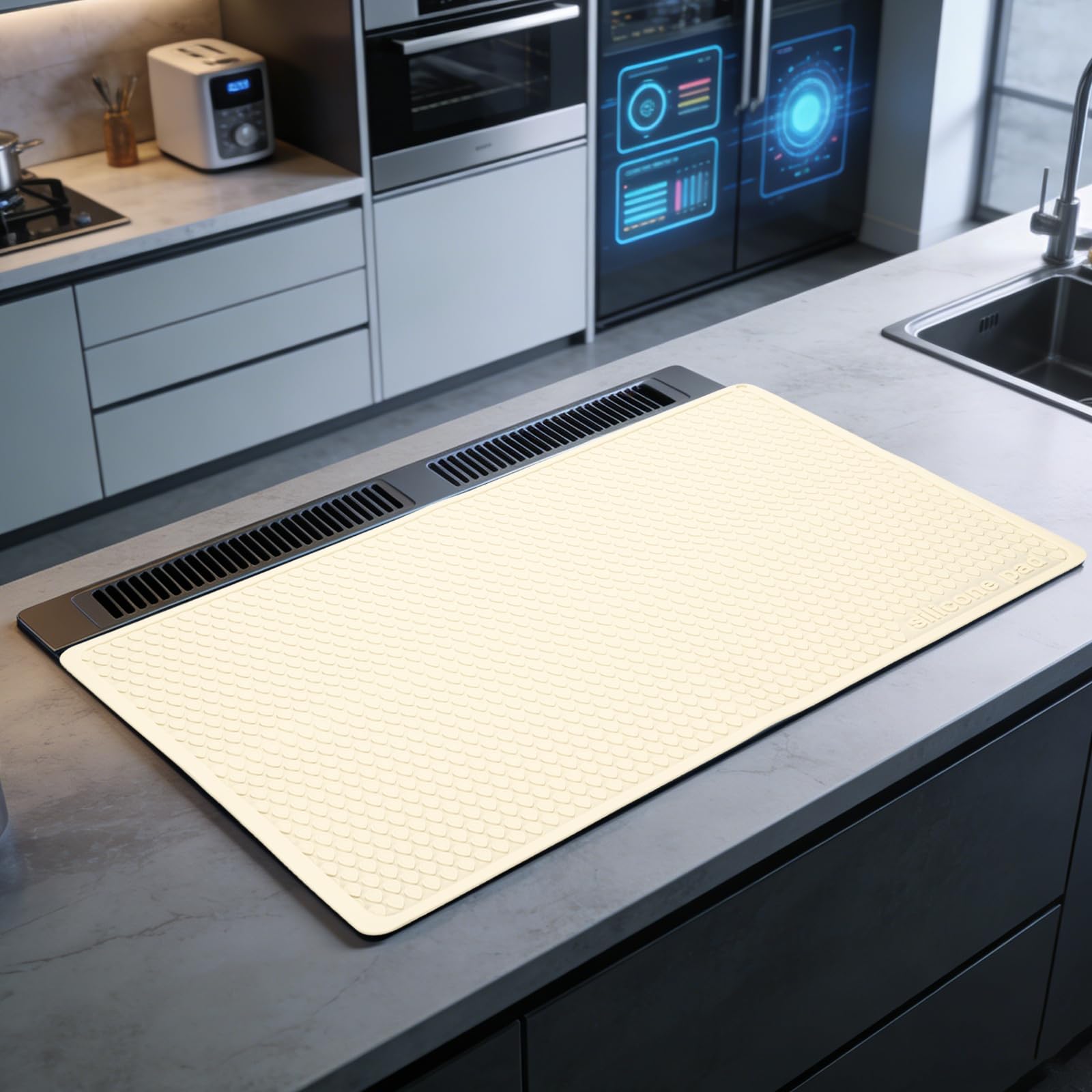 Alfombrilla para secar platos de cocina con protector de silicona resistente al calor
