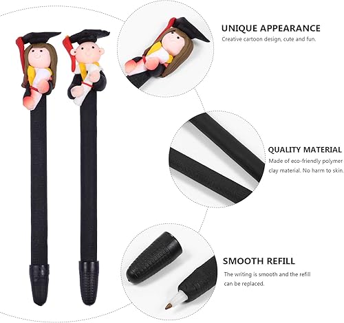 Miniatura 3 de Sewroro 6 bolígrafos con tapa de doctorado, bolígrafos de regalo de graduación de polímero, novedosos bolígrafos de escritura de serie doctoral,