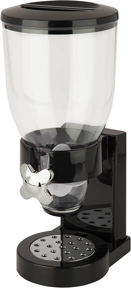 Honey-Can-Do Dry Food Dispenser, Single Control, Black/Chrome
