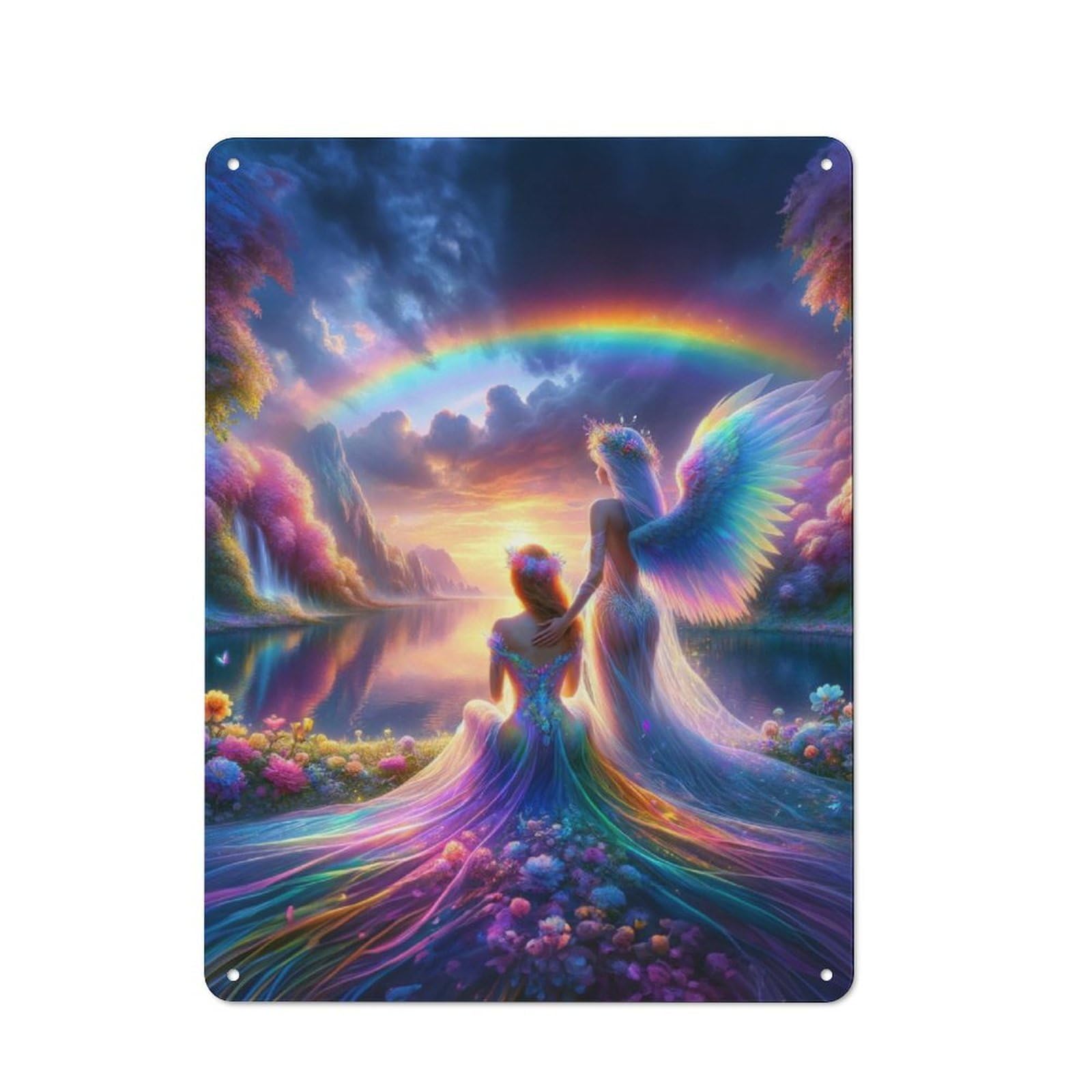 Junmoney Sungazing With Angel Metal Sign 40X30cm With For Workshop Wall, Rustic Decor, For Collectors Decorating Workshops And Hobby Rooms