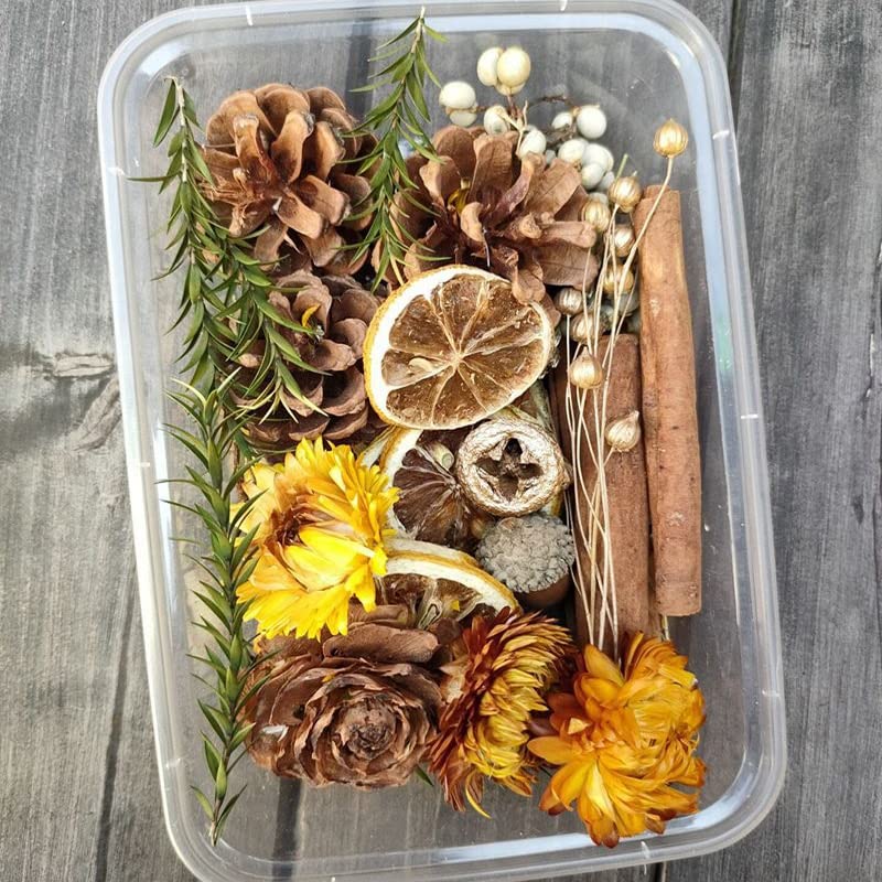Caja con flores secas y frutos naturales mixtos miniatura 3