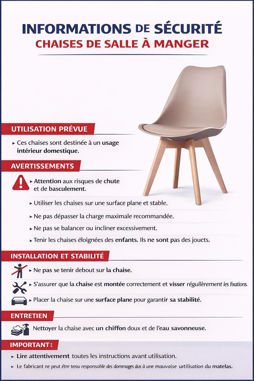 Chaises Scandinaves Lot de 6, Chaises Salle à Manger, Noires, Pieds Bois de Hêtre Massif