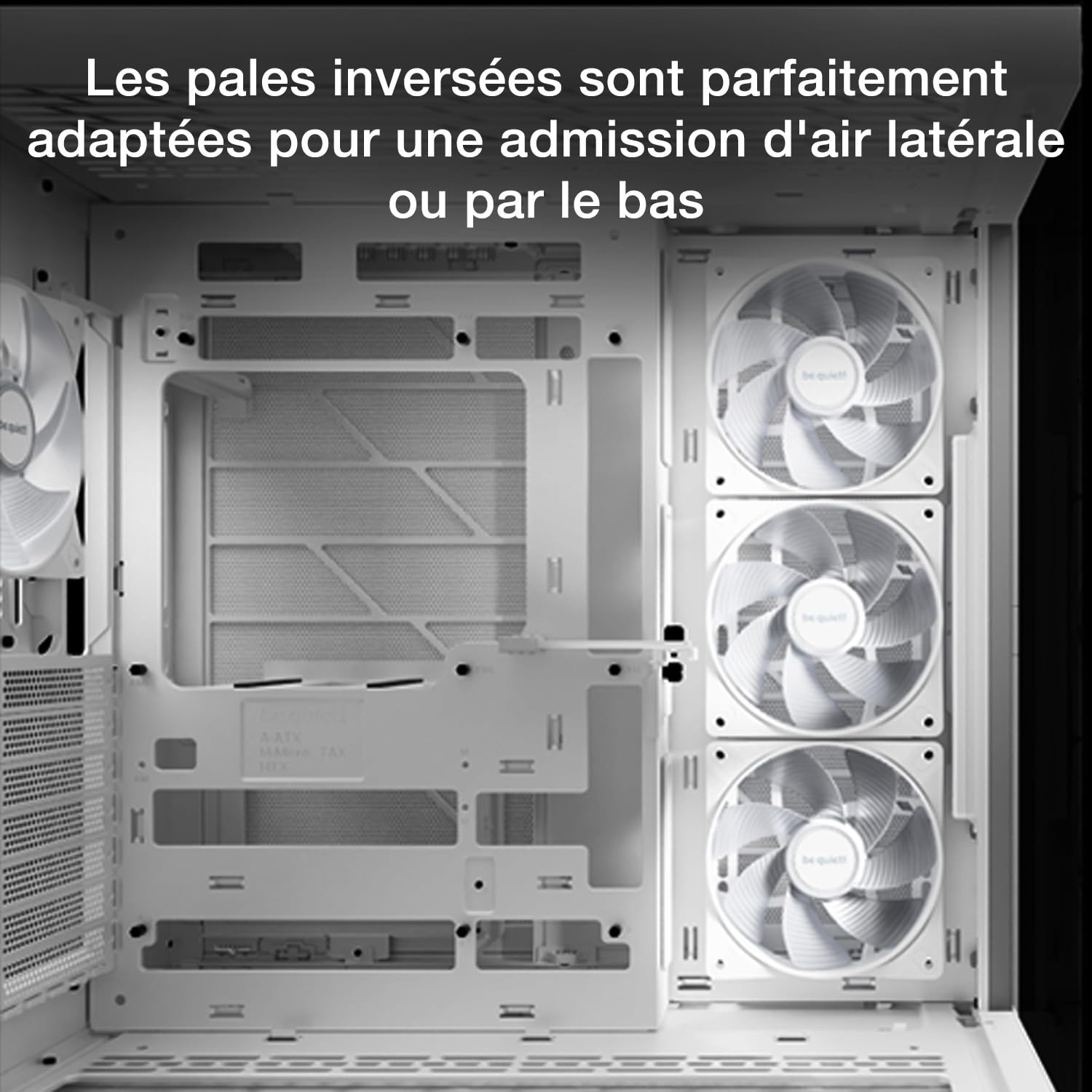 be quiet! Light Wings LX Reverse White ventilateur, 7 pales inversées, pour une admission d'air latérale ou par le bas, effets lumineux exceptionnels, hub éclairé et pales dépolies