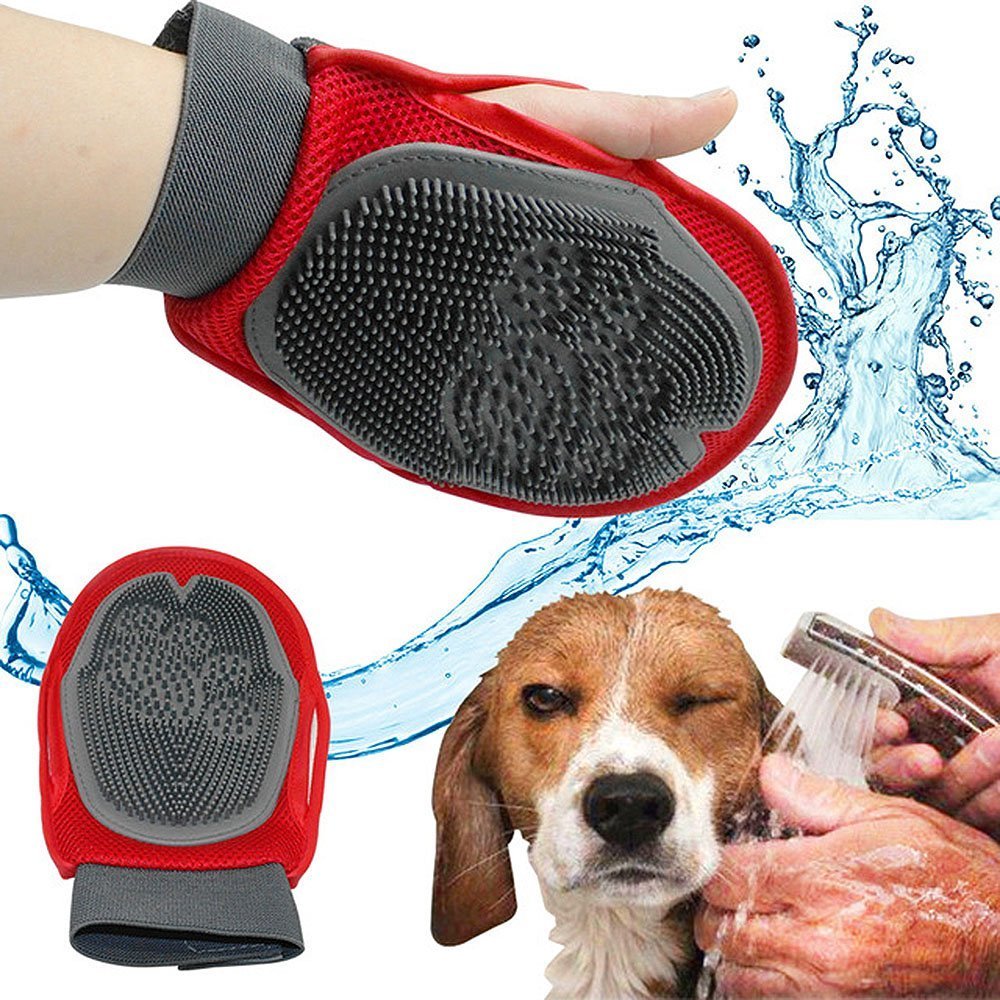 BPS® Guante Masajeador para Mascotas Perros y Gatos, Guantes Manopla Masaje, Retiro del Pelo y Aparato de Masaje