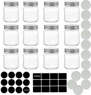 IMMTTYY 12Pack 2OZ Mini Wide Mouth Mason Jar Shot Glasses with Metal Lids, Perfect for home bar, man cave or she shed Grea...