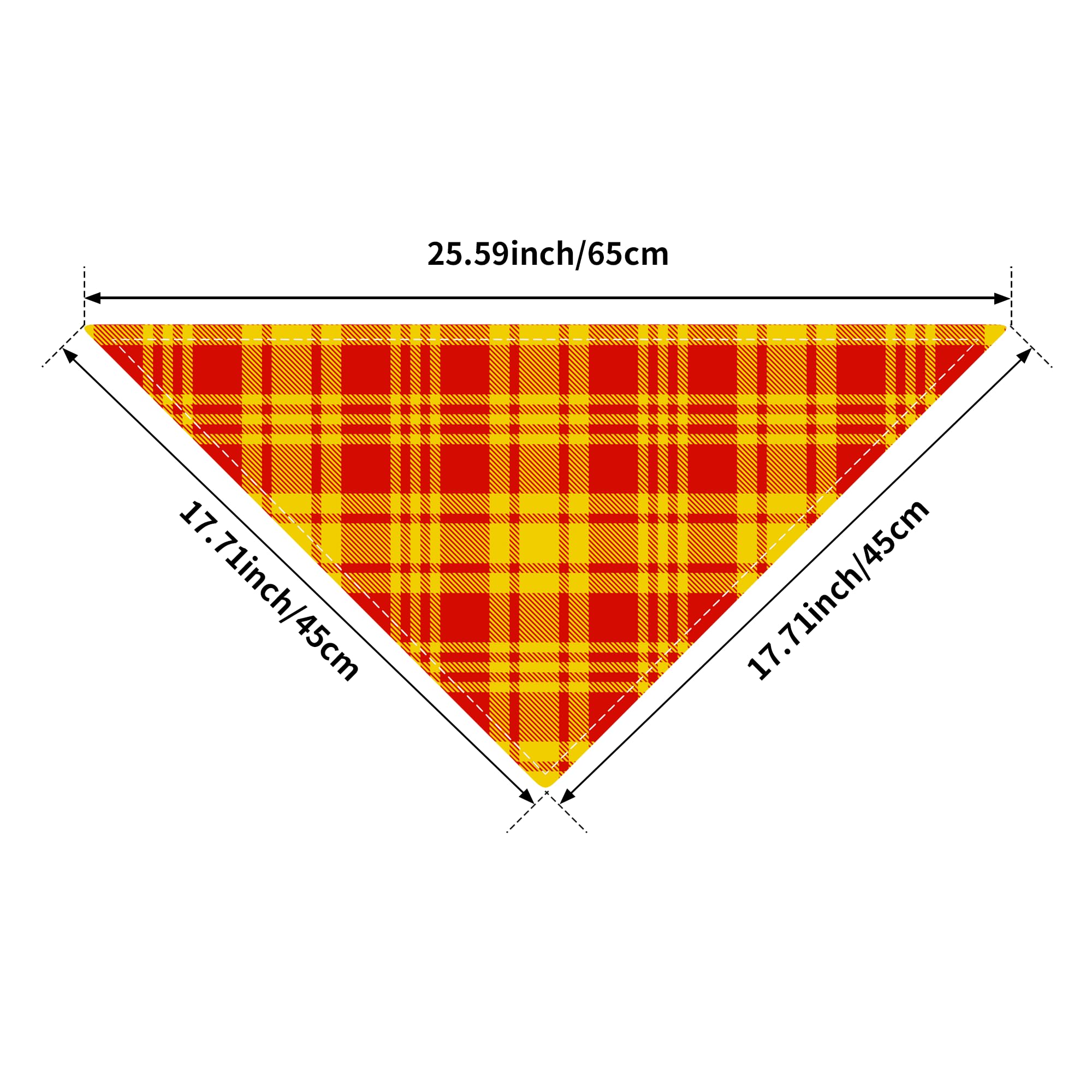 Halstücher für große Hunde, kariert, Größe XL, für extra große Hunde, Dreieckstücher, Kopftücher, Schals, Webkante, Nähkante, Saumnaht für Fellpflege-Zubehör, 50 Stück