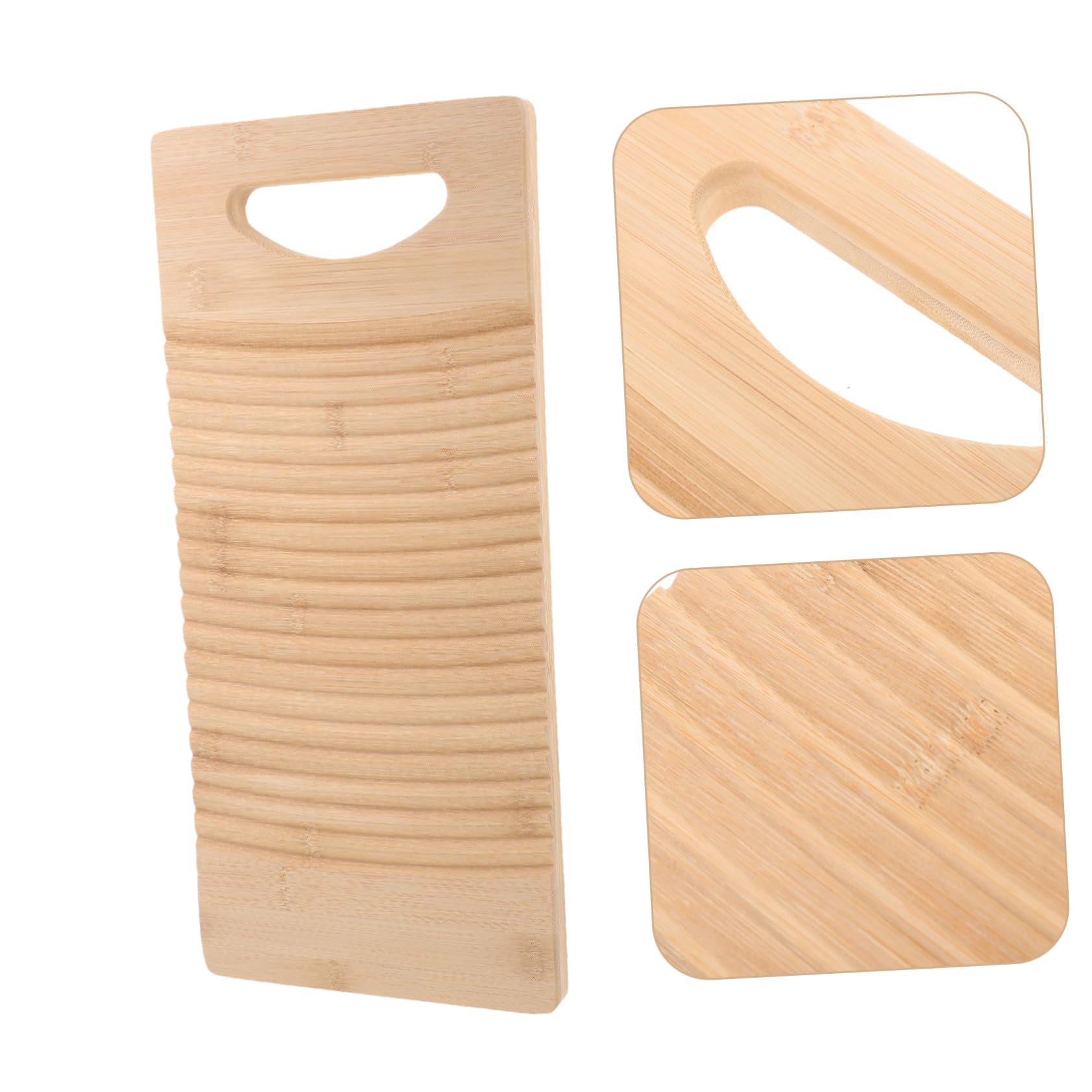 Asse da Lavare in Bambù, Versione a Testa Piatta 40x18x1,8 Cm | 1 Pezzo, Design Portatile ed Ergonomico, per Lavaggio a Mano di Sciarpe e Calze