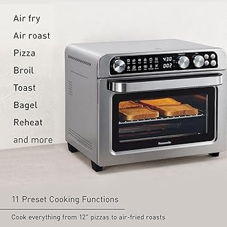 Panasonic FlashXpress Family Size Air Fryer Toaster Oven Combo, 11 Cooking Functions, 1800W PFAS-Free, Double Infrared Heating, Temperature Control Dial, Stainless Steel - NB-G211P