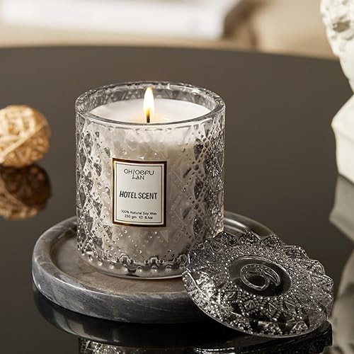 Miniatura 5 de Chloefu LAN Vela perfumada de hotel con aceite esencial natural, regalo de vela de cera de soja de lujo, altamente perfumada, 8.1oz, mezcla única