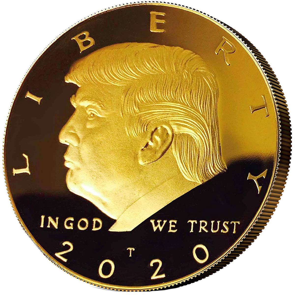 Donald Trump Commemorative Coin 2020, 45th President Collectible Gift, Gold Plated Copper, In God We Trust, Dollar, Proof, Single