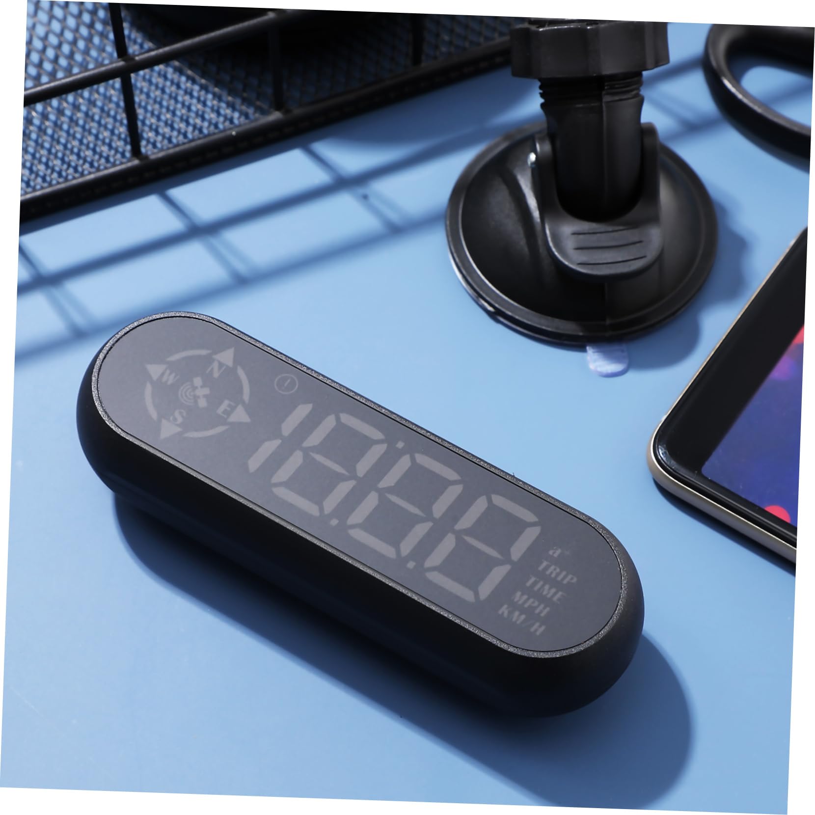 TEHAUX Digital para Coche con Velocímetro y Brújula Inteligente Pantalla Brillante para Visualización Real Aviso de de y Fácil Instalación Salpicadero o Parabrisas