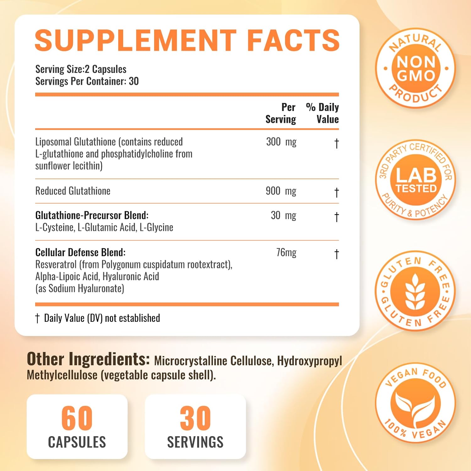 Liposomal Glutathione Supplement with Reduced Glutathione, Resveratrol & Hyaluronic Acid , High Absorption for Antioxidant Support, Cellular Health, Immune Support, Liver Detox, Non-GMO, Vegan - Image 3
