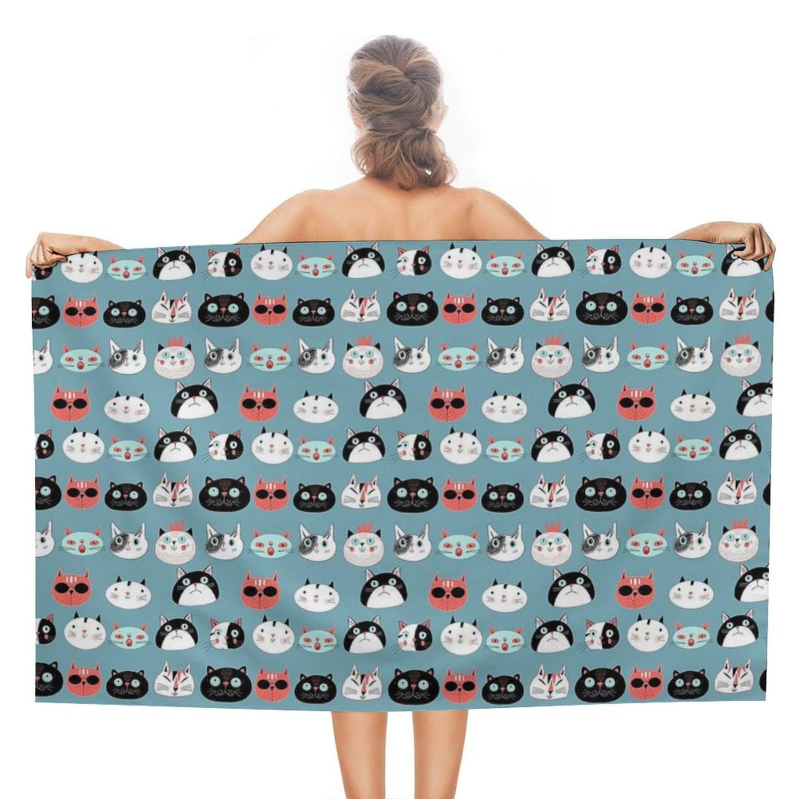 TXFBTRFSA Amusing Portraits of Cats Soft Bath Towel for Bathroom Shower Towels Travel for Women Men