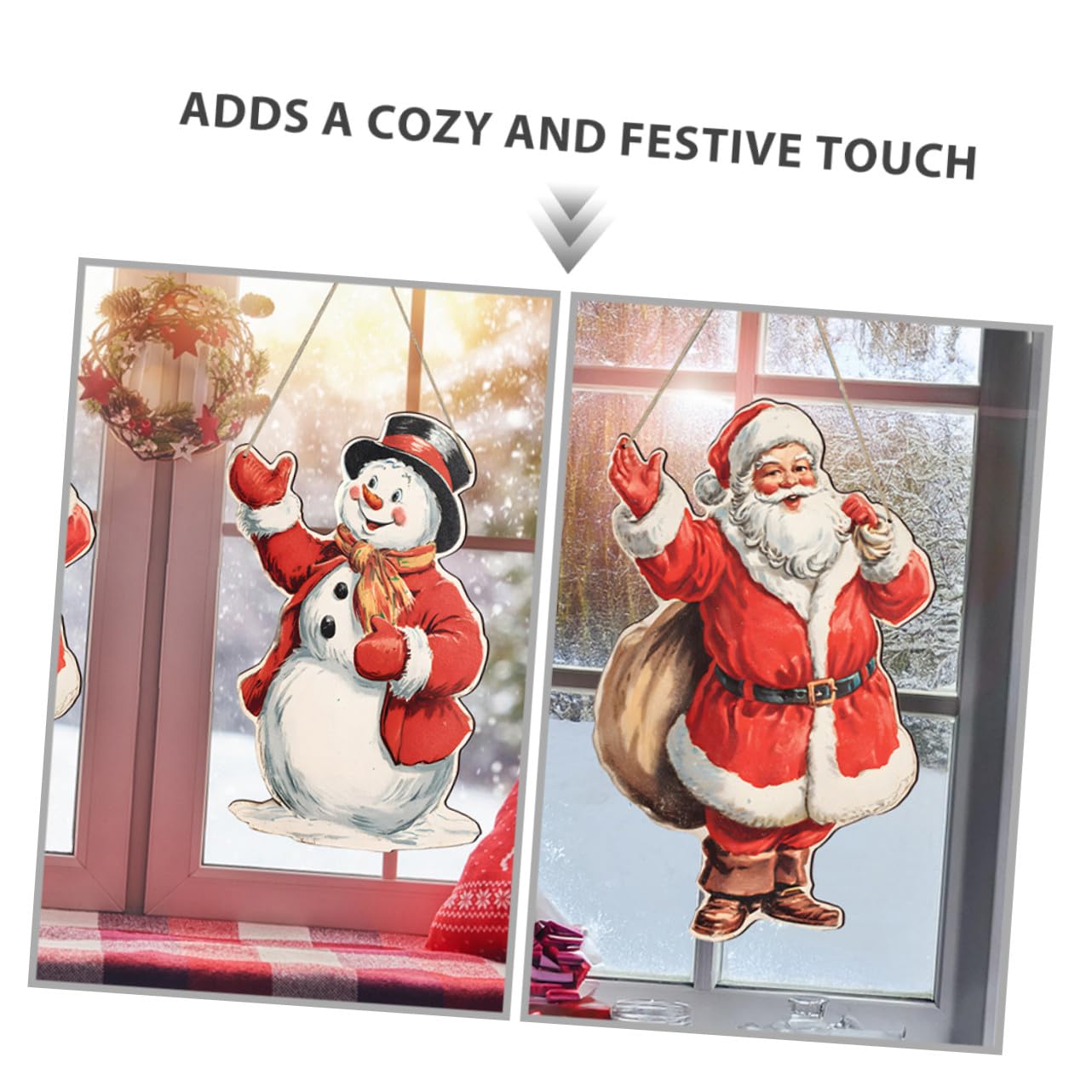 Cabilock 2stücke Weihnachtsmann-schneemann-türhänger aus Holz von Winter-türschild mit Schneeflocken-Design für Veranda und Haustür-Dekoration