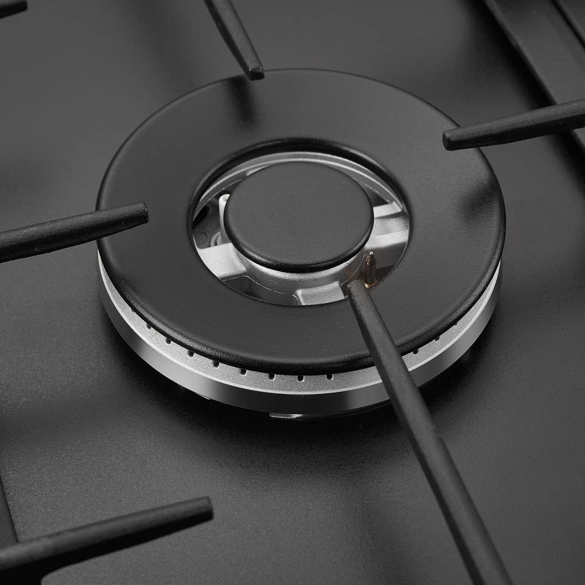 SOLTHERMIC BL152 PLACA GAS NEGRA RUSTICA CON MANDOS DORADOS/ANCHO 30 CM / 2 FUEGOS CON ENCENDIDO AUTOMATICO/PARRILLA HIERRO FUNDIDO