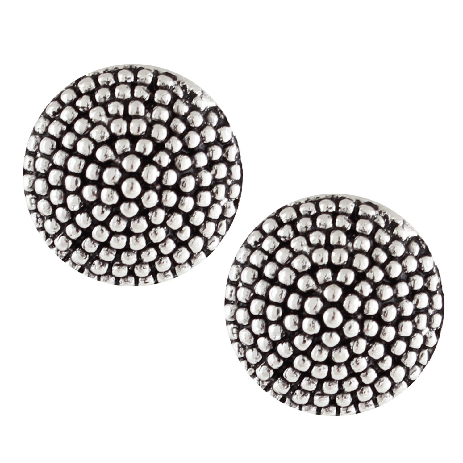 Castle Street Round Antique Silver Alloy Stud Earring For Women