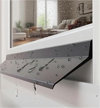 Self-Adhesive Rain Drip Guard for Doors & Windows, Black Rubber Deflector, 196.8in Waterproof Edge Sweep, Indoor/Outdoor Weather Strip, Easy Install Drip Protection