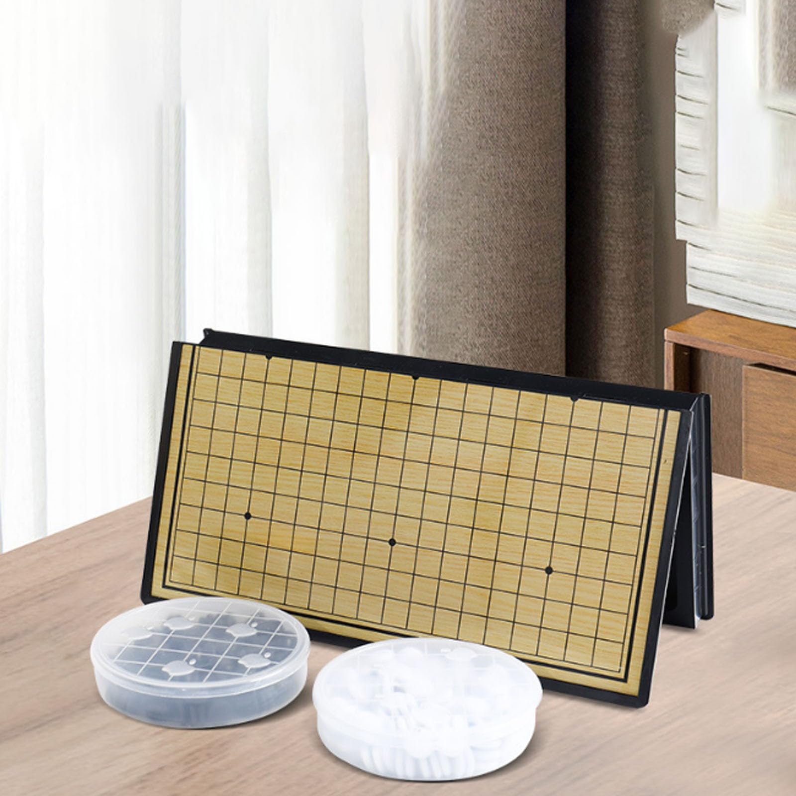 Jeu de Go magnétique Portable, Plateau Pliable 20 x 20 cm avec 361 Pierres convexes Simples pour débutants et 2 Joueurs(Go,20 * 20cm)