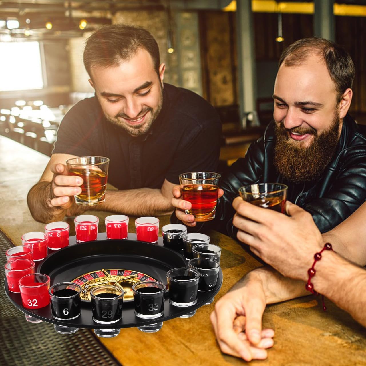 Sosoport Shot Roulette Drinking Game Glass Roulette Shot Glass Roulette Drinking Game Set Party Games Supply for KTV Live House Bar