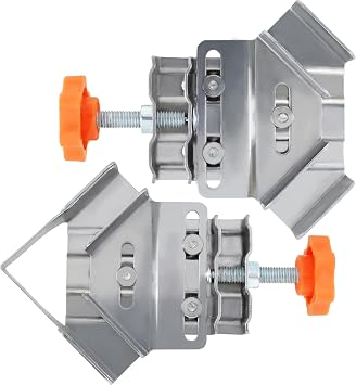 2/4Pcs Woodworking Right Angle Clamp Stainless Steel 90 Degree Corner Clamp Open and Close Type Photo Frame Clamp Multifunctional Wood Fixing Clamping Tool for Welding Furniture(1A+1B,silver)