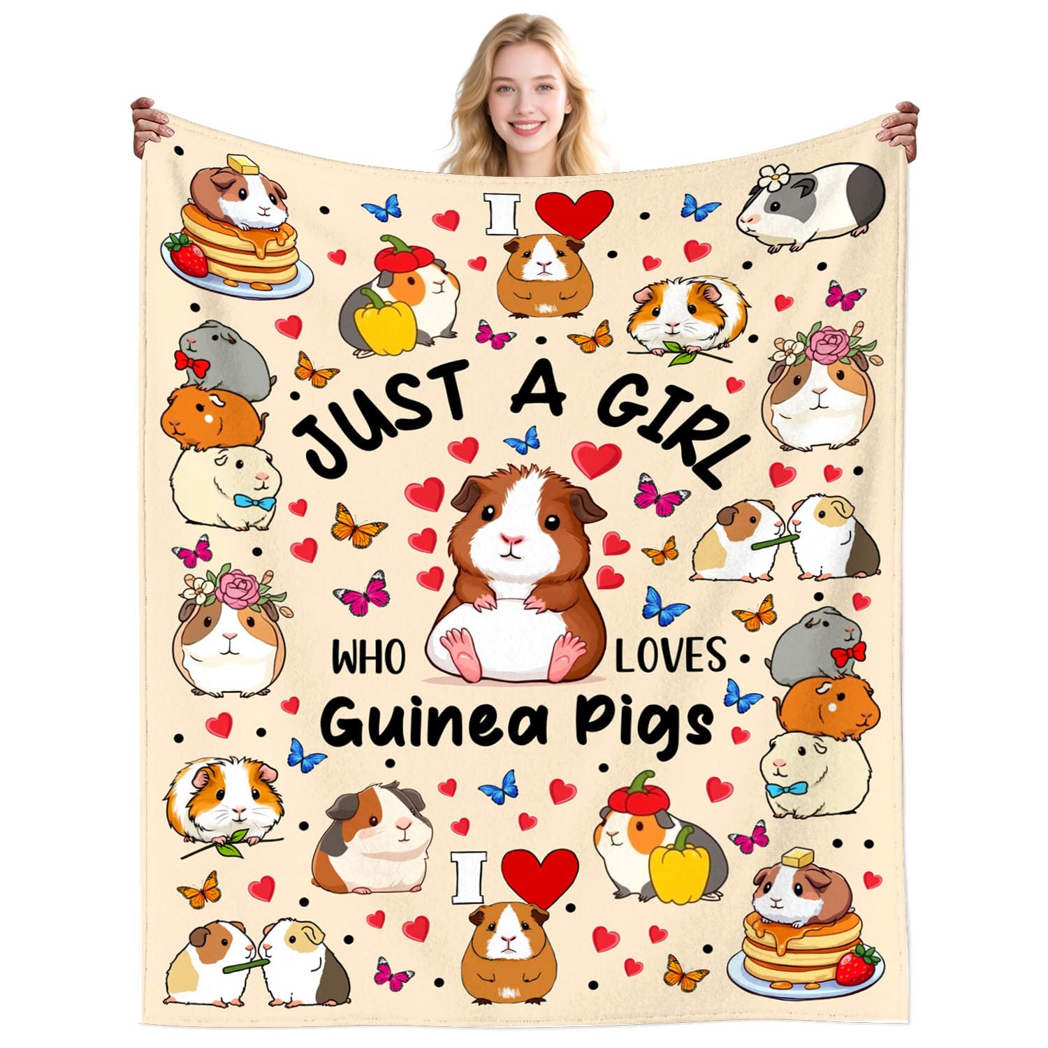 DikoGoGo Guinea Pig Gifts for Women Just A Girl Who Loves Guinea Pigs Throw Blanket Stuff Plush Bedding Cute Animal Blankets for Women Girls Kids Adults Birthday Gifts Party Decorations 50"X40"INCH