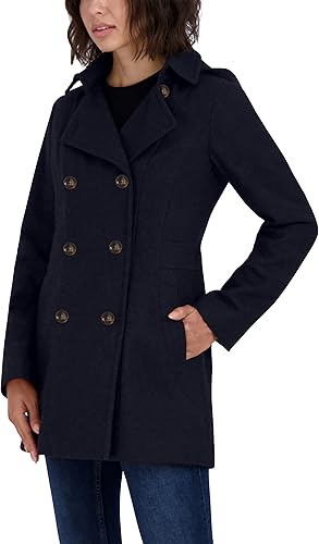 Vista 4 de Nautica Abrigo de invierno con doble botonadura de mezcla de lana para mujer