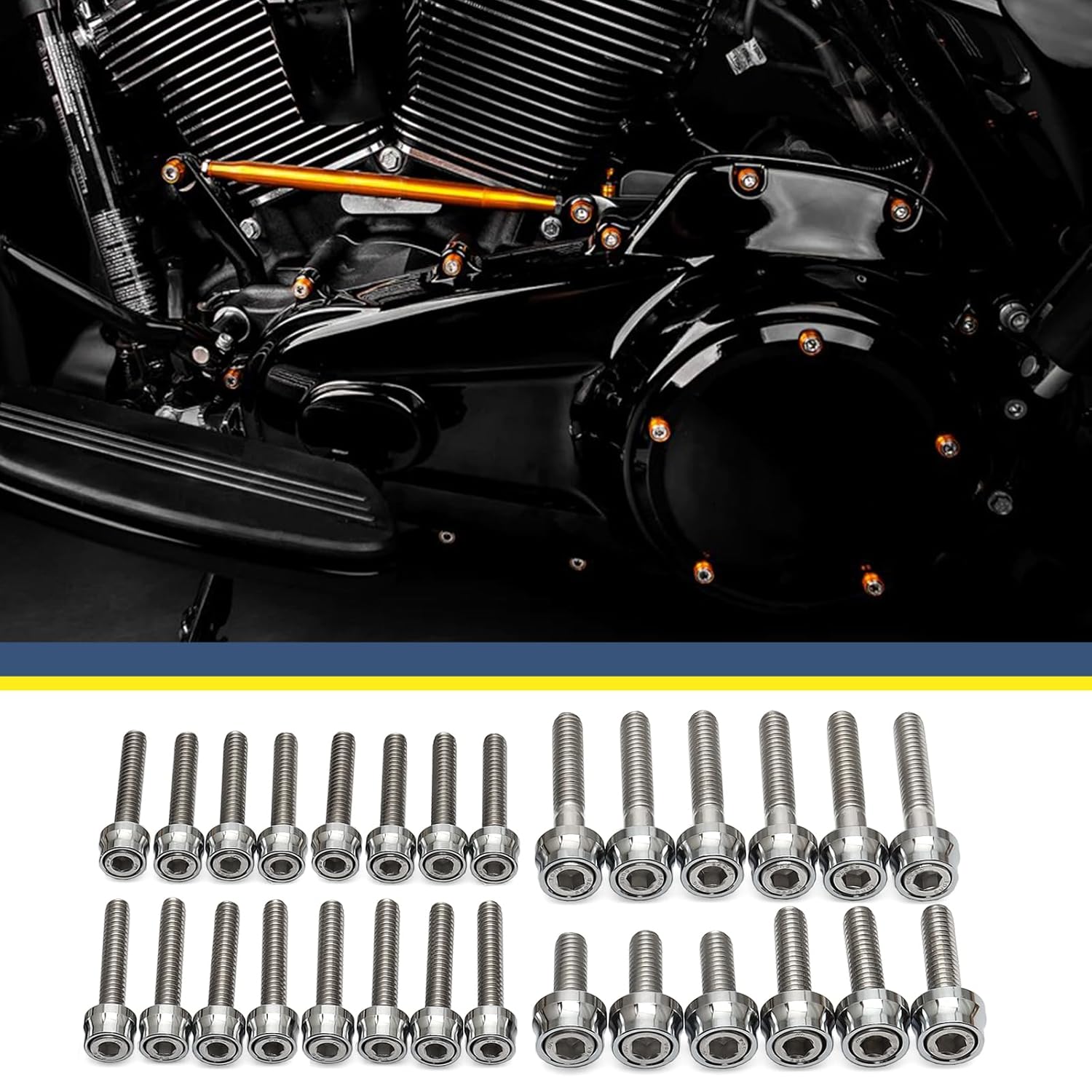 Motorcycle Bolt Covers Toppers Caps Engine Bolt Kit for Harley 1999-2006 Touring Road King Street Glide Road Glide Electra Glide CVO (Chrome)