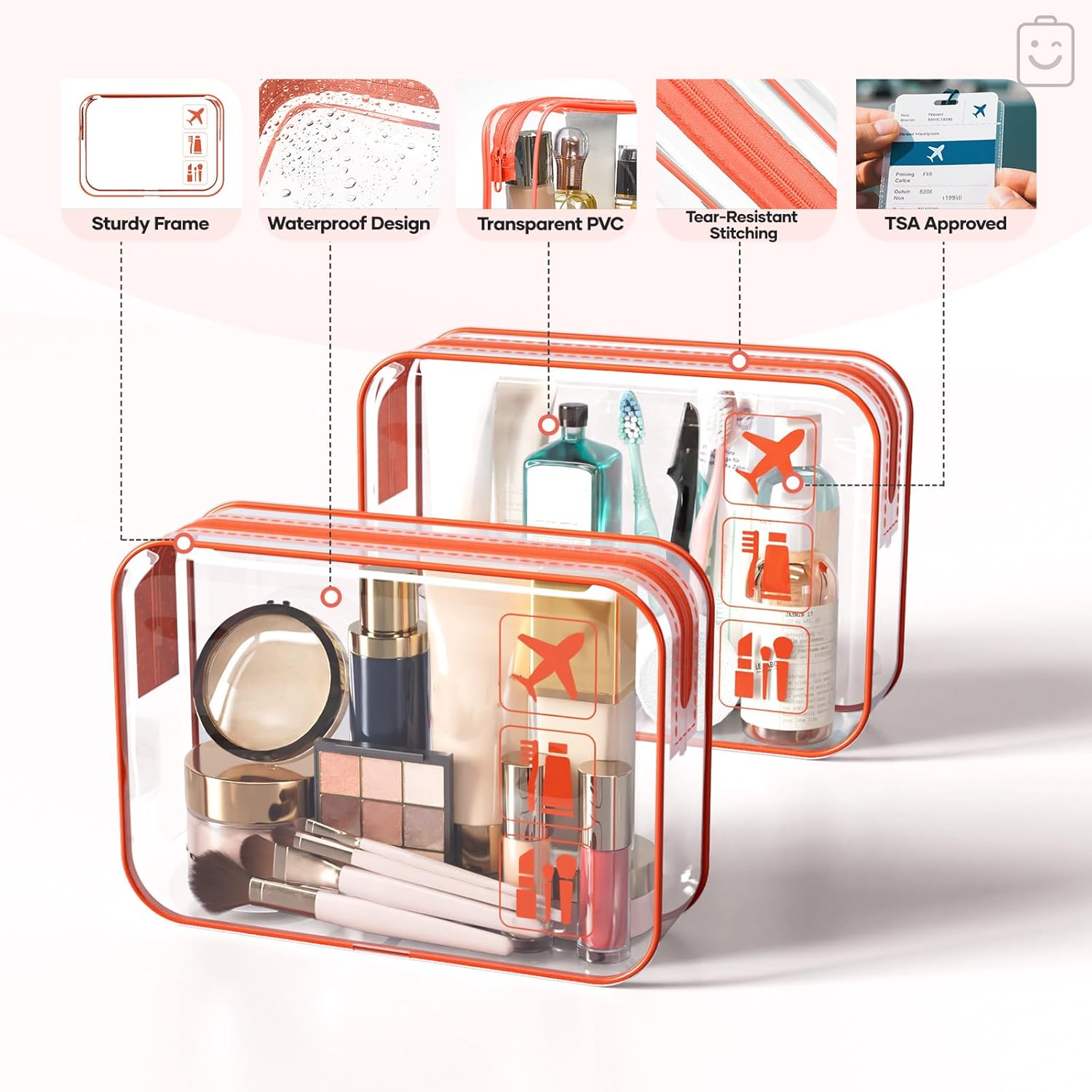  9/11 Set Compression Packing Cubes Garment Bags for Travel Essentials,Compressible Expandable Luggage Organizer Bags for Clothing,Space Saver Bags with Over 1000 pcs of Mesh Holes(Orange) thumbnail
